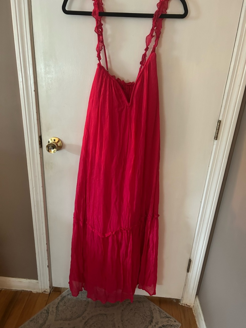 Anthropologie Fuchsia Pink Maxi Dress with Spaghetti Straps